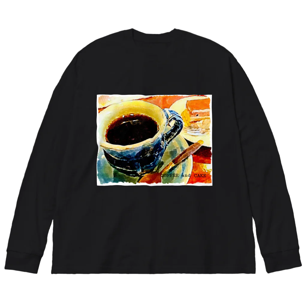 kazeou（風王）のCOFFEE and CAKE(アプリ加工) ビッグシルエットロングスリーブTシャツ