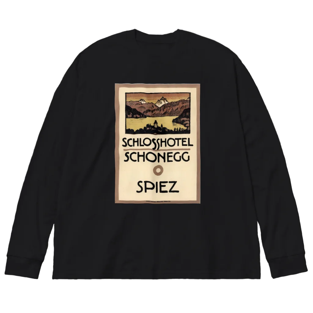 YS VINTAGE WORKSのスイス・ベルン州シュピーツのシャトーホテルの古い広告 Big Long Sleeve T-Shirt