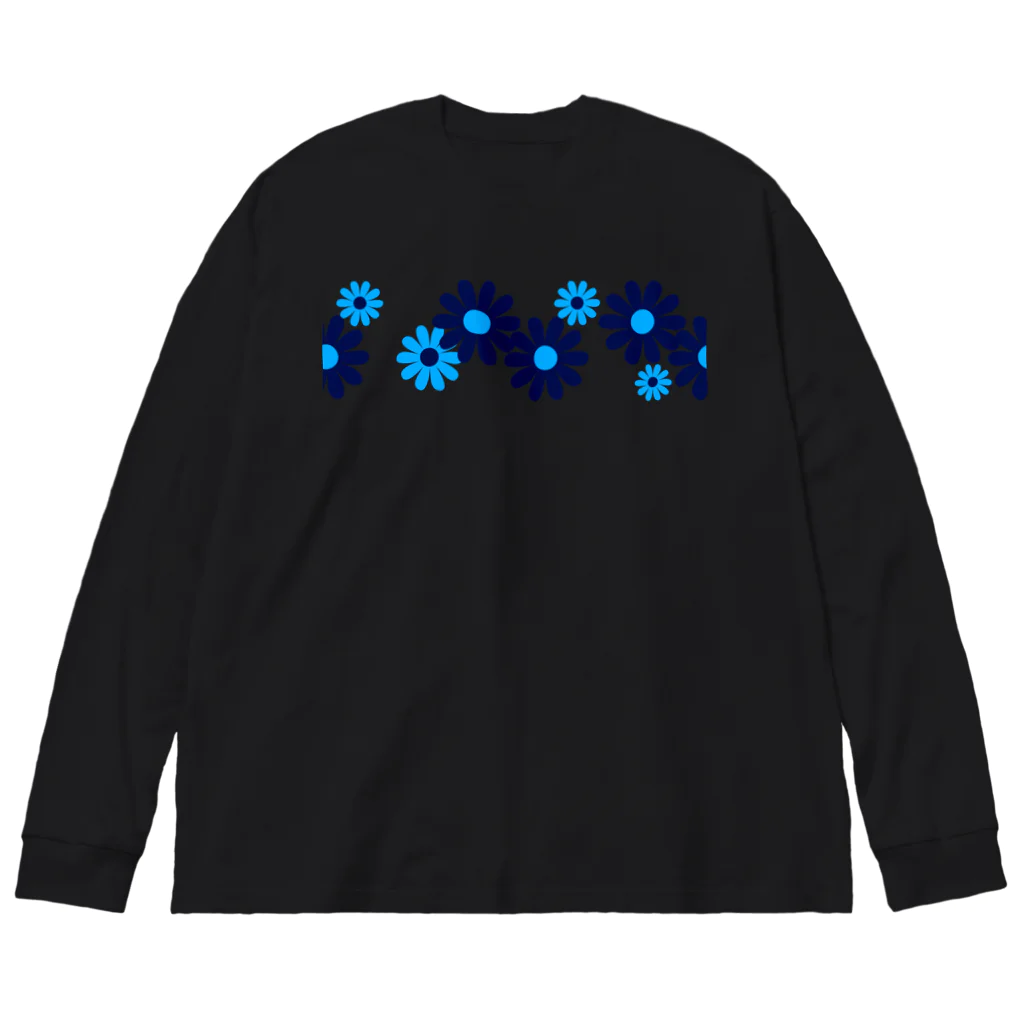 kazeou（風王）のレトロ風花(8枚)青・水色 Big Long Sleeve T-Shirt