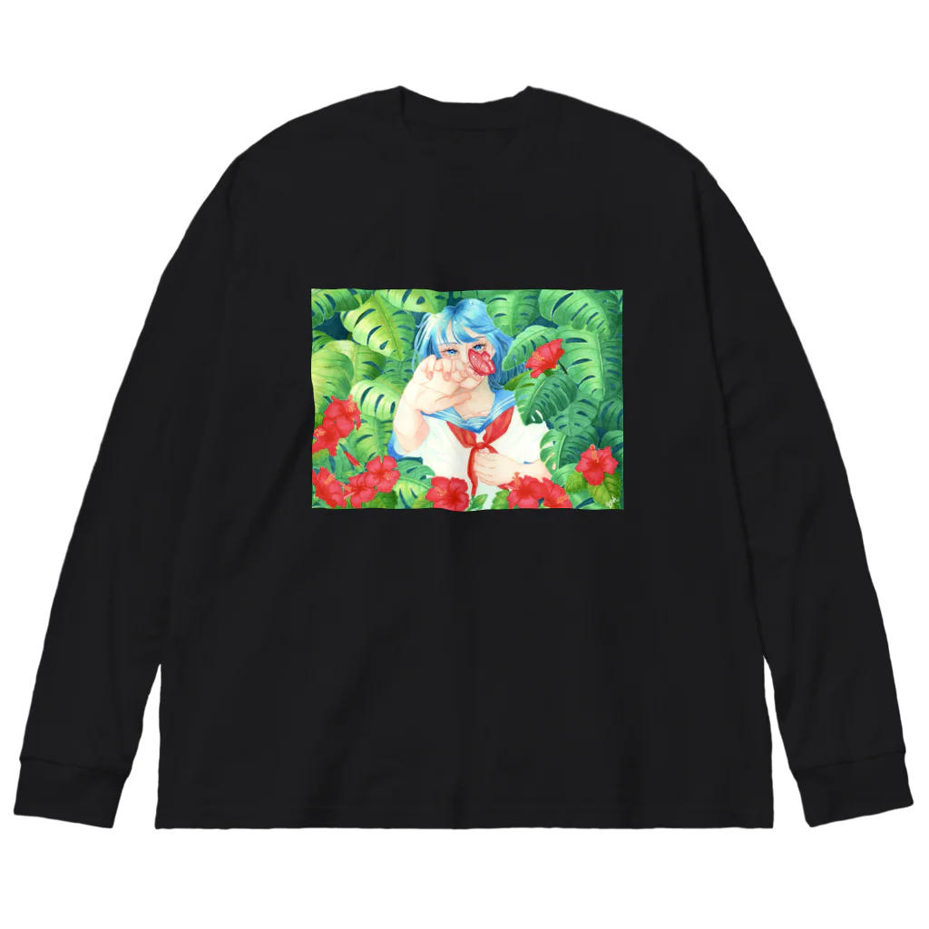 明星ヨウの夏の花 ビッグシルエットロングスリーブTシャツ