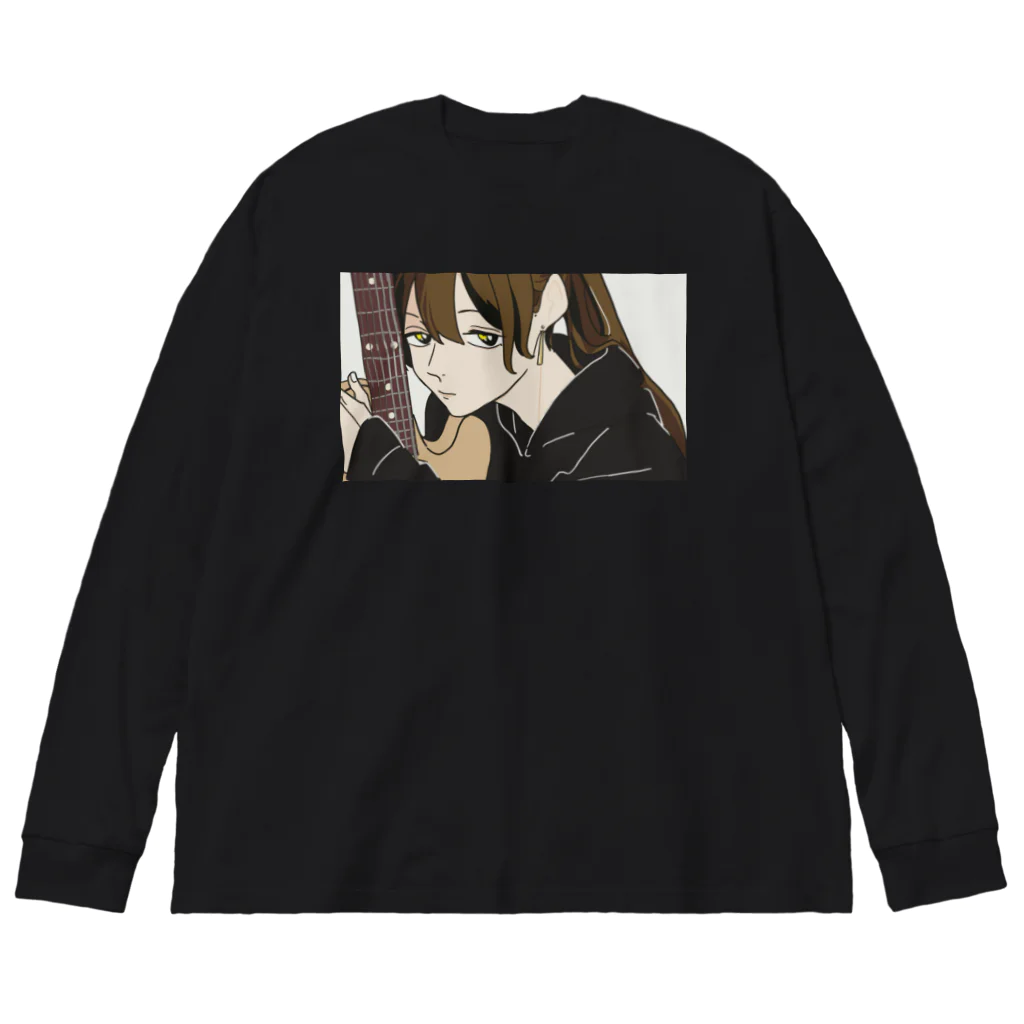 A-manyuのアコギの女の子 ビッグシルエットロングスリーブTシャツ