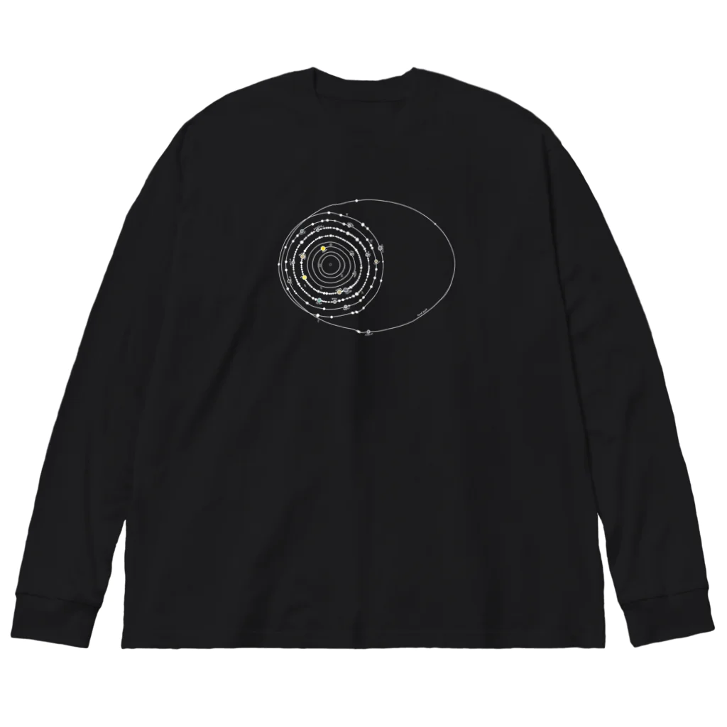 cosmicatiromの太陽系の衛星 白 ビッグシルエットロングスリーブTシャツ