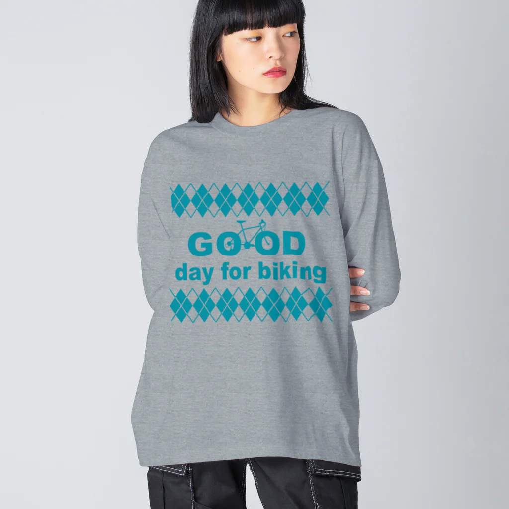 キッズモード某のチャリロゴアーガイル(mint) Big Long Sleeve T-Shirt