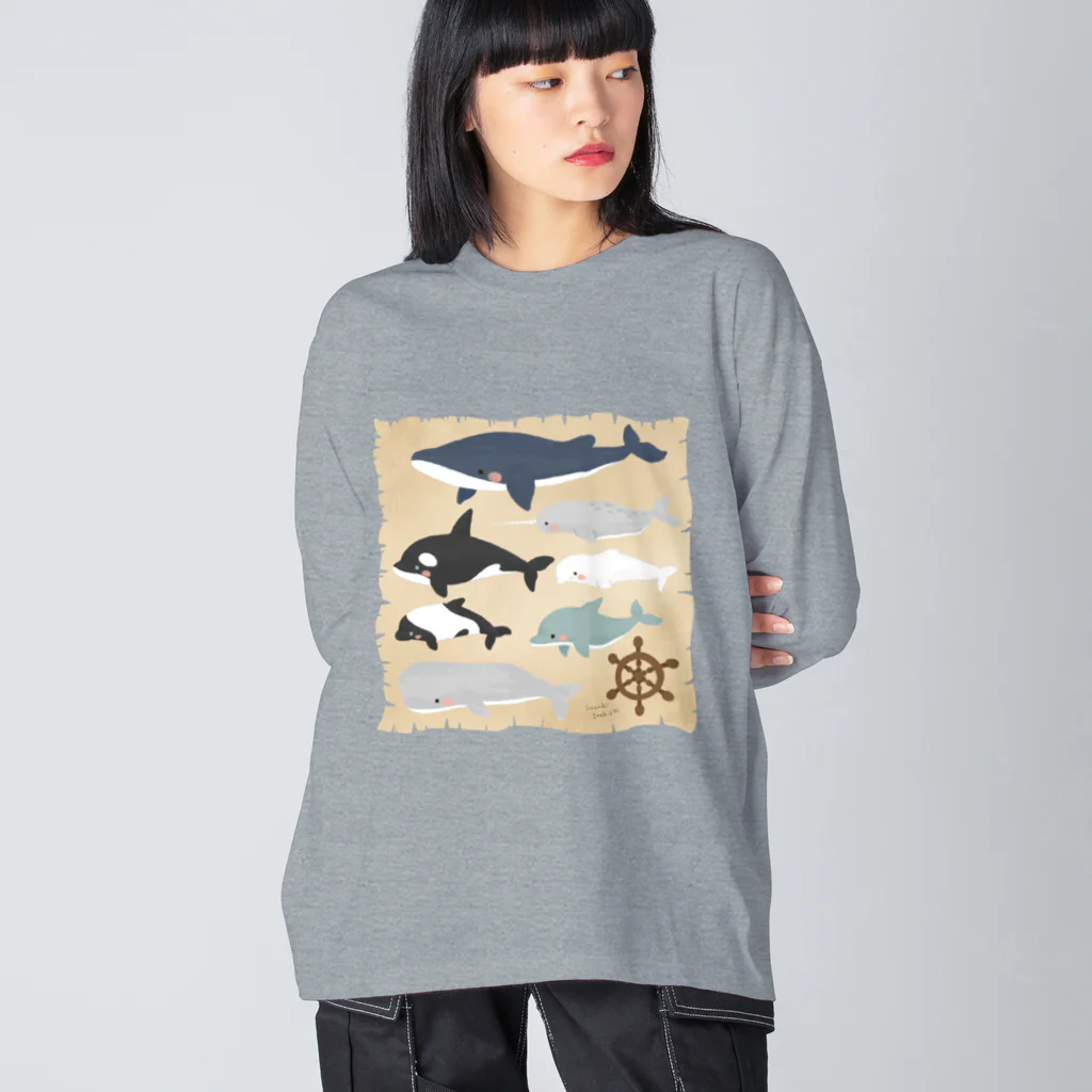 すずきいときちのクジライルカ図鑑 Big Long Sleeve T-Shirt