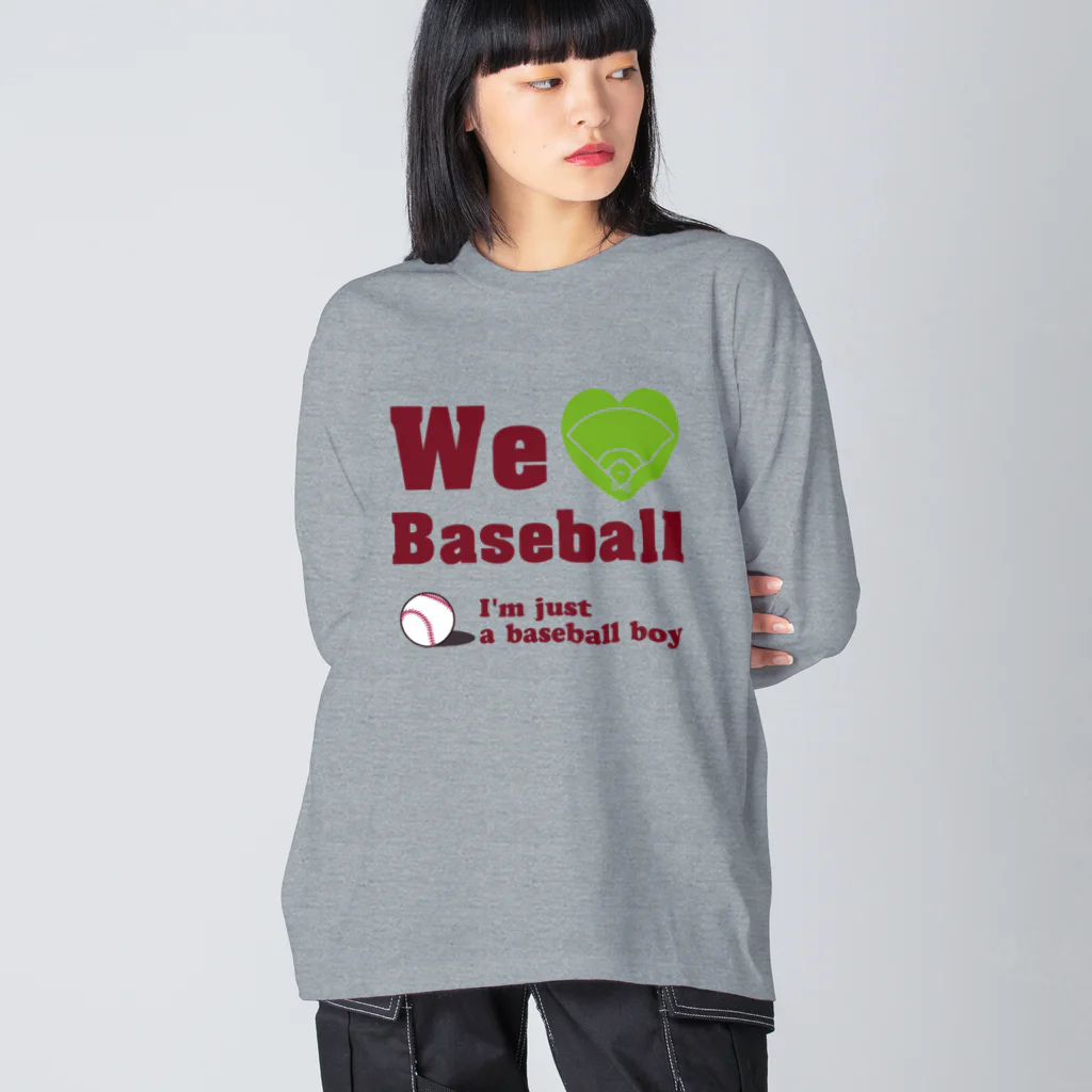 キッズモード某のWe love Baseball(レッド) 루즈핏 롱 슬리브 티셔츠