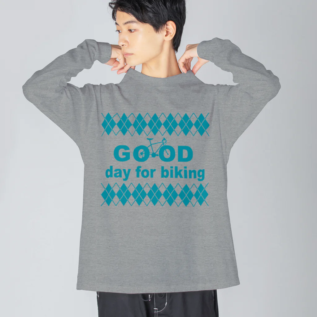 キッズモード某のチャリロゴアーガイル(mint) Big Long Sleeve T-Shirt