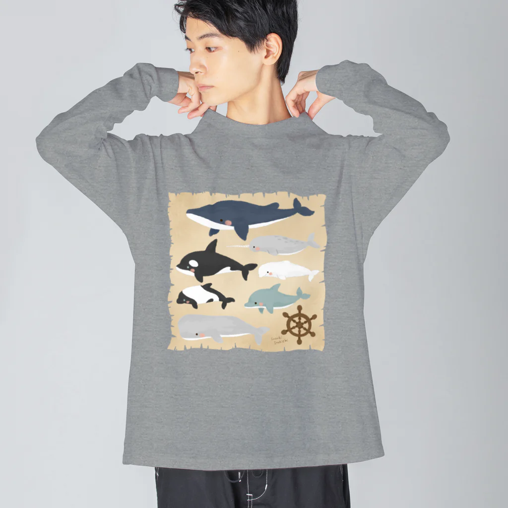 すずきいときちのクジライルカ図鑑 Big Long Sleeve T-Shirt