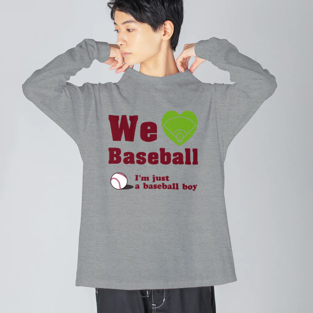 キッズモード某のWe love Baseball(レッド) 루즈핏 롱 슬리브 티셔츠