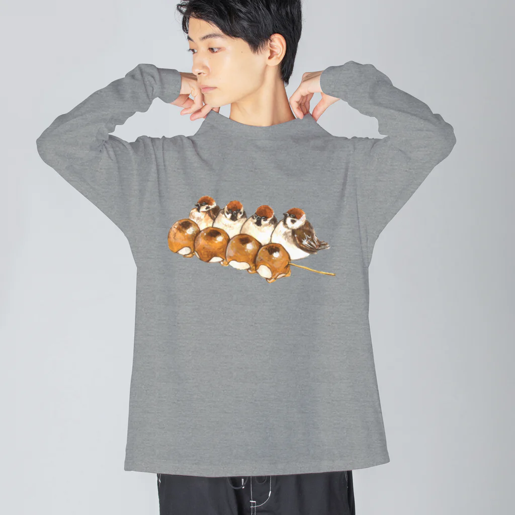 Ralriruのスズメとみたらし団子（いきもの×たべものシリーズ） Big Long Sleeve T-Shirt