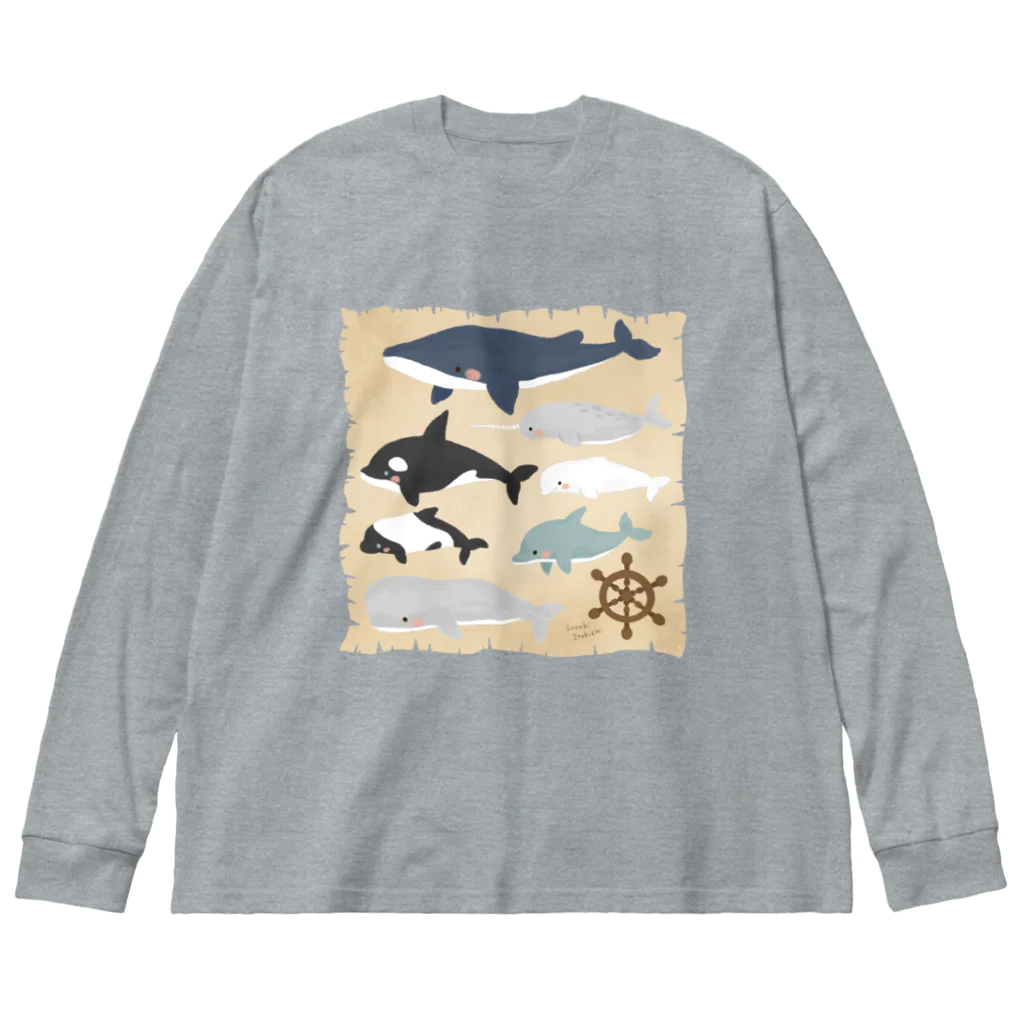 すずきいときちのクジライルカ図鑑 ビッグシルエットロングスリーブTシャツ