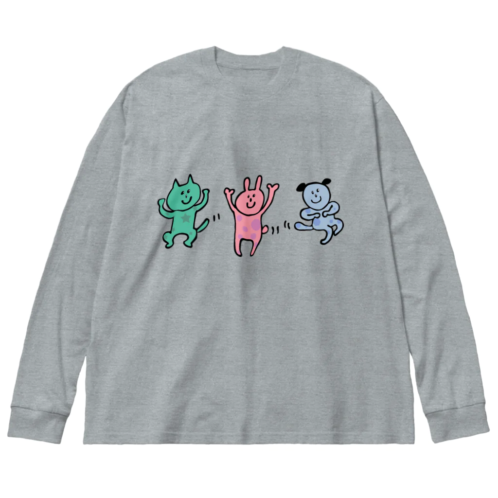 ムラセさんのどうぶつのムラセさんのネコとウサギとイヌ Big Long Sleeve T-Shirt