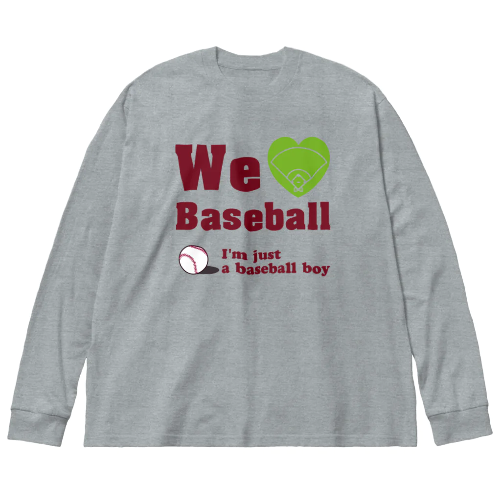 キッズモード某のWe love Baseball(レッド) 루즈핏 롱 슬리브 티셔츠