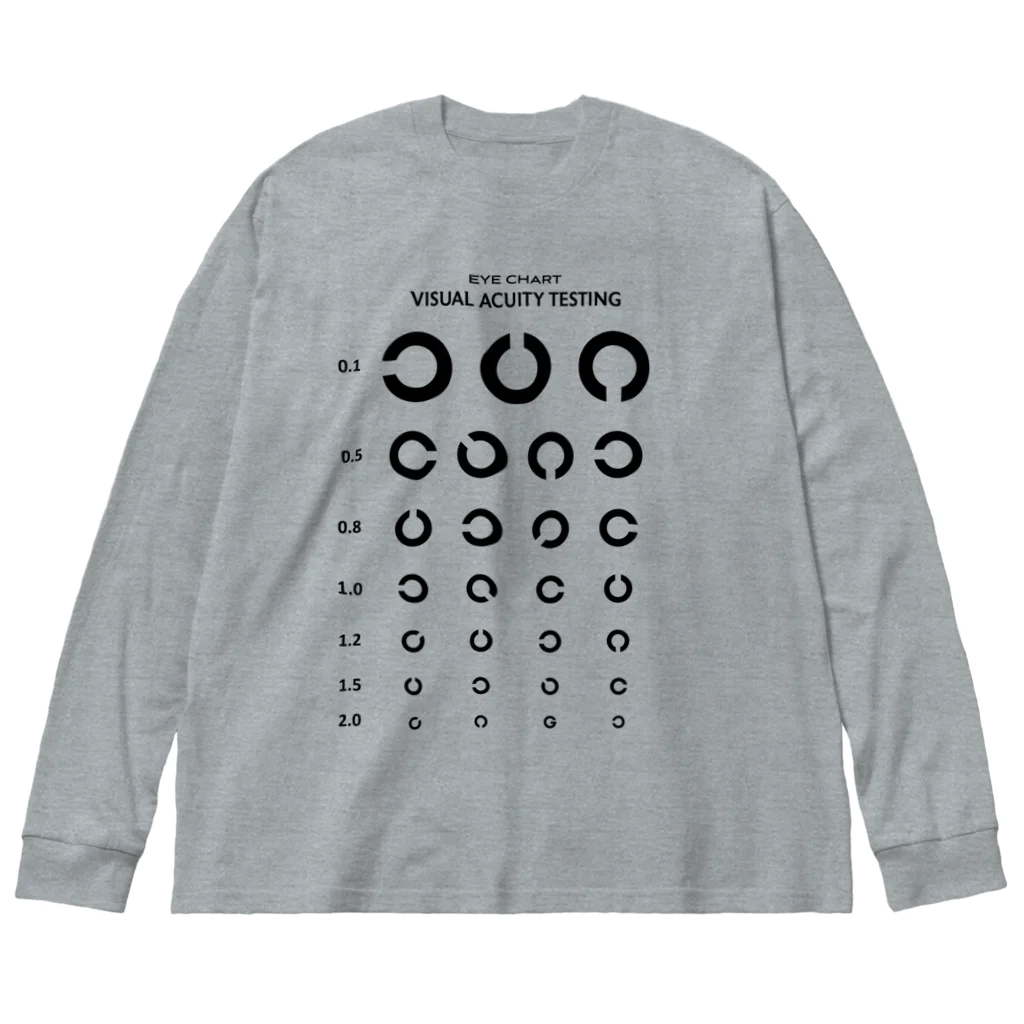 kg_shopのVisual Acuity Testing [前面プリント] ブラック ビッグシルエットロングスリーブTシャツ