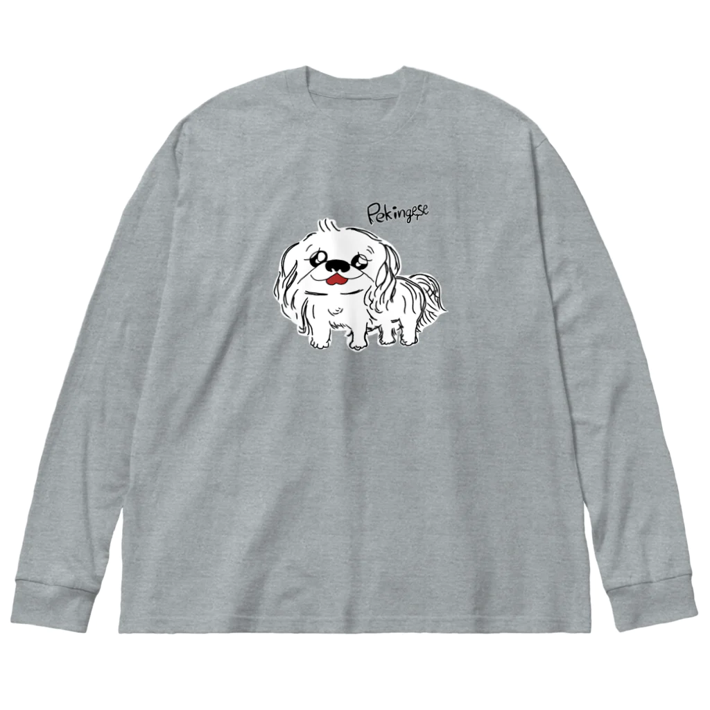 CHOSANAの笑うペキニーズ(白) Big Long Sleeve T-Shirt