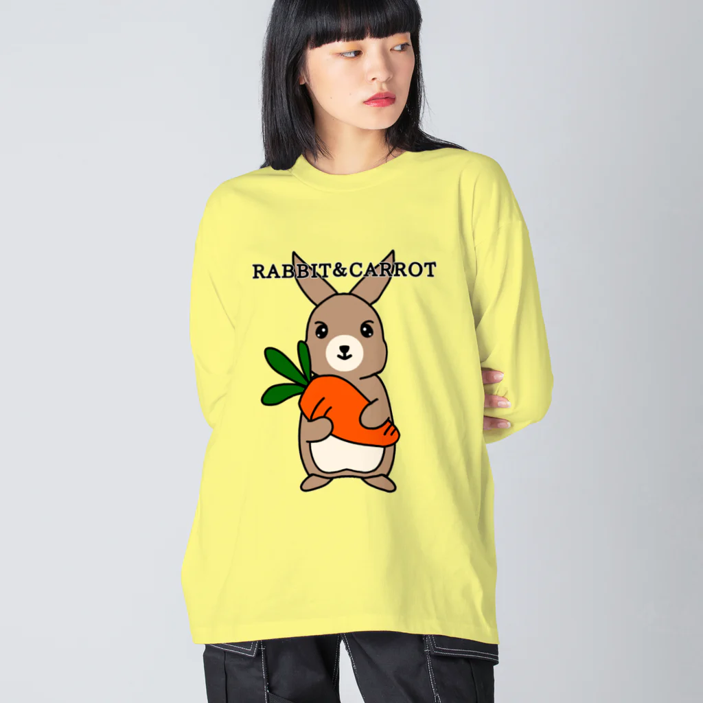 kazeou（風王）のRABBIT＆CAROTTE(STAND UP) ビッグシルエットロングスリーブTシャツ