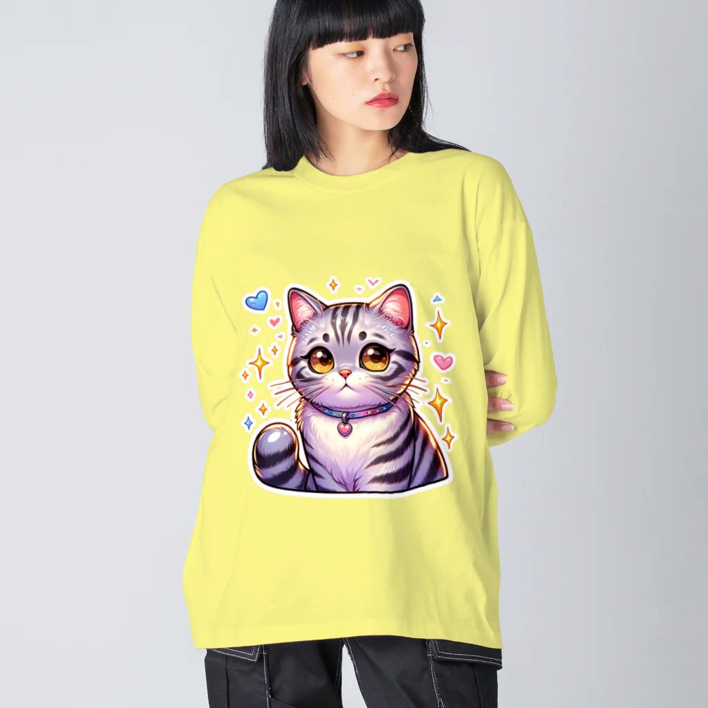 Stellaのアメショーのメイちゃん　キュート猫シリーズ ビッグシルエットロングスリーブTシャツ