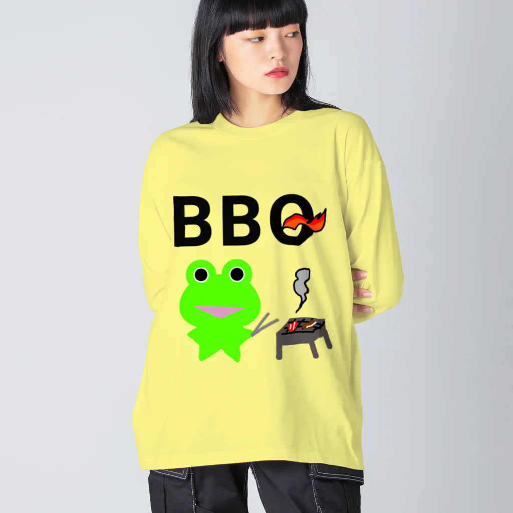 みらケロのBBQを楽しむカエルくん ビッグシルエットロングスリーブTシャツ