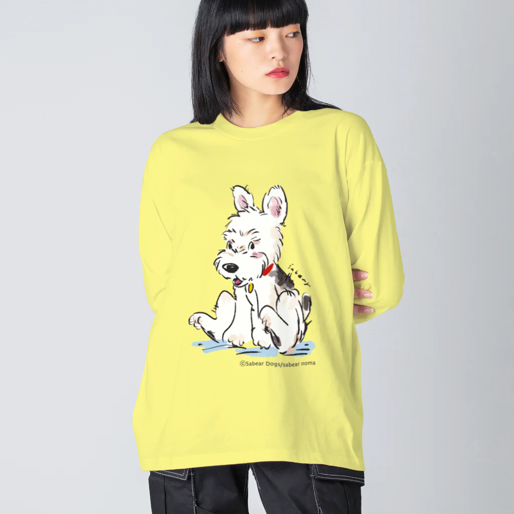 obosa_DENS/SABEAR_shop ＠SUZURIの立ち耳ワイヤーFOX_ウェア ビッグシルエットロングスリーブTシャツ