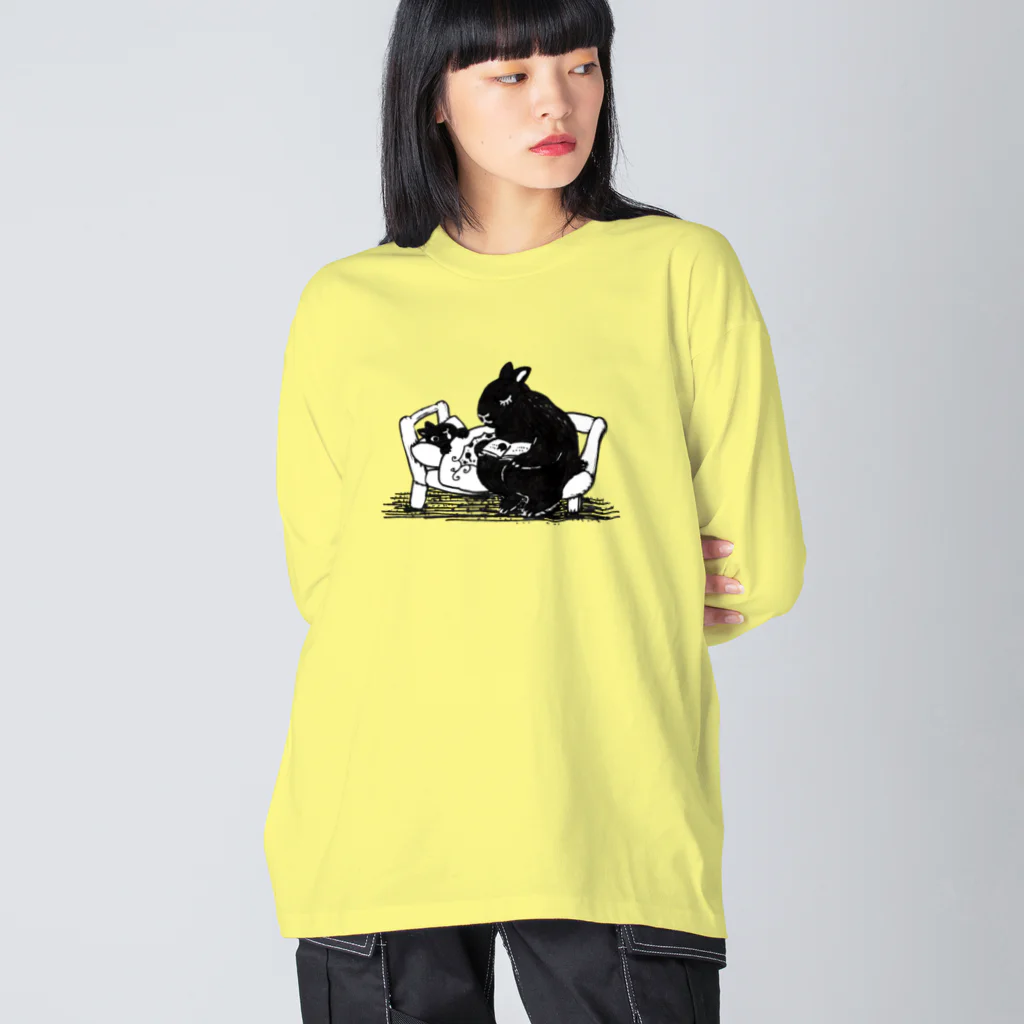 nonaの森の兎と里の猫 ビッグシルエットロングスリーブTシャツ