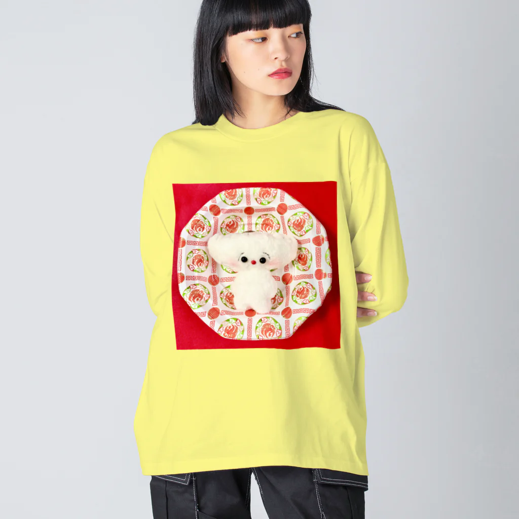 🌈キクチンのおみせやさん🌈の中華どんぶりにいるぎょーざわくん ビッグシルエットロングスリーブTシャツ