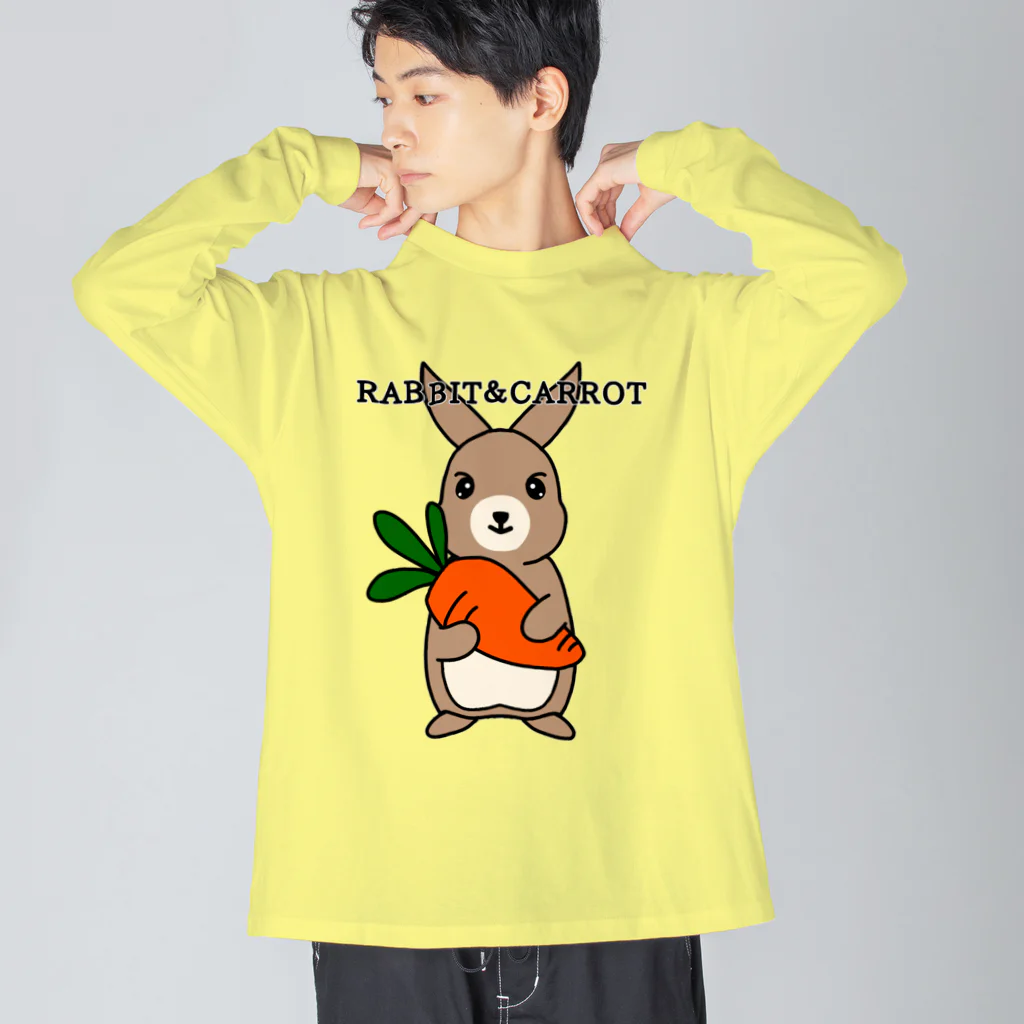 kazeou（風王）のRABBIT＆CAROTTE(STAND UP) ビッグシルエットロングスリーブTシャツ