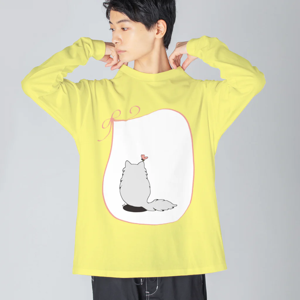 木ノ下商店の猫とリボンとちょうちょ Big Long Sleeve T-Shirt