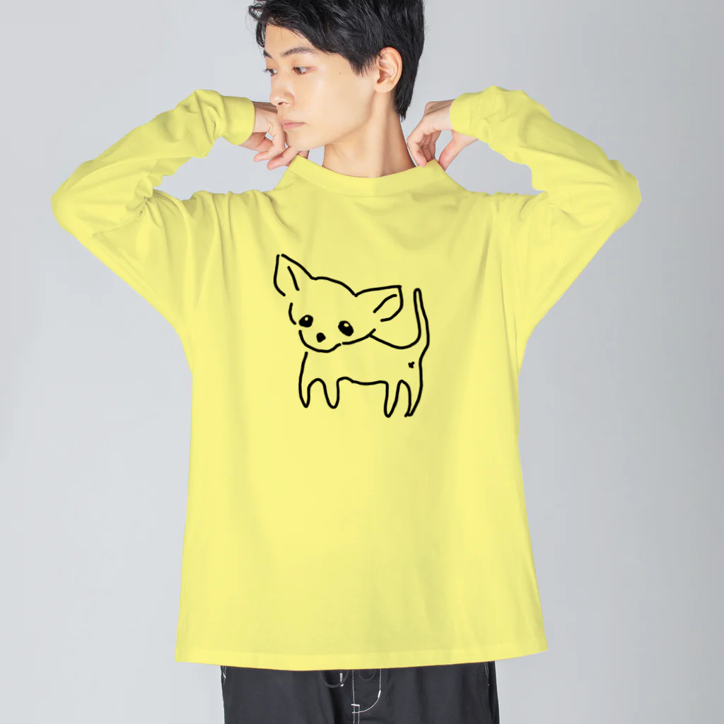 akane_art（茜音工房）のゆるチワワ（クリア） ビッグシルエットロングスリーブTシャツ