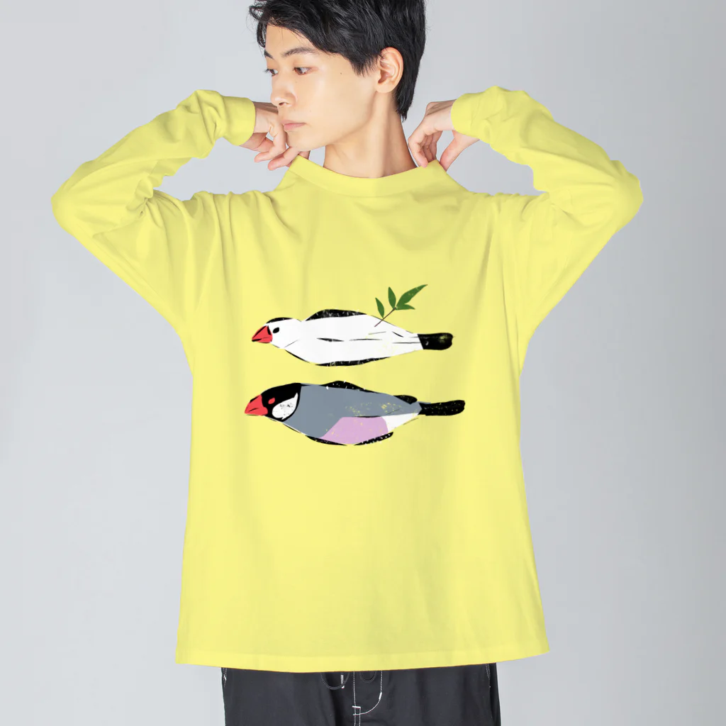 EASEのひもの文鳥 ビッグシルエットロングスリーブTシャツ