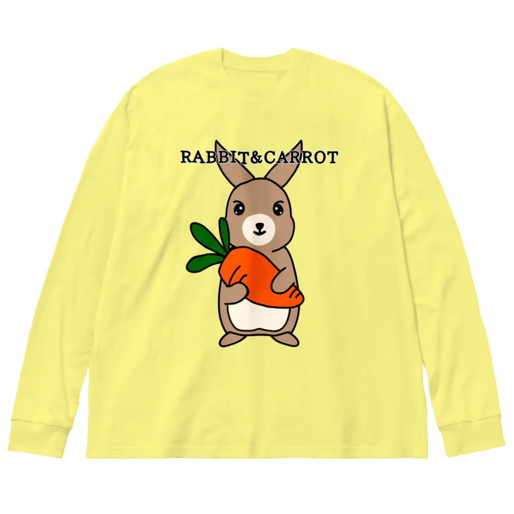 kazeou（風王）のRABBIT＆CAROTTE(STAND UP) ビッグシルエットロングスリーブTシャツ