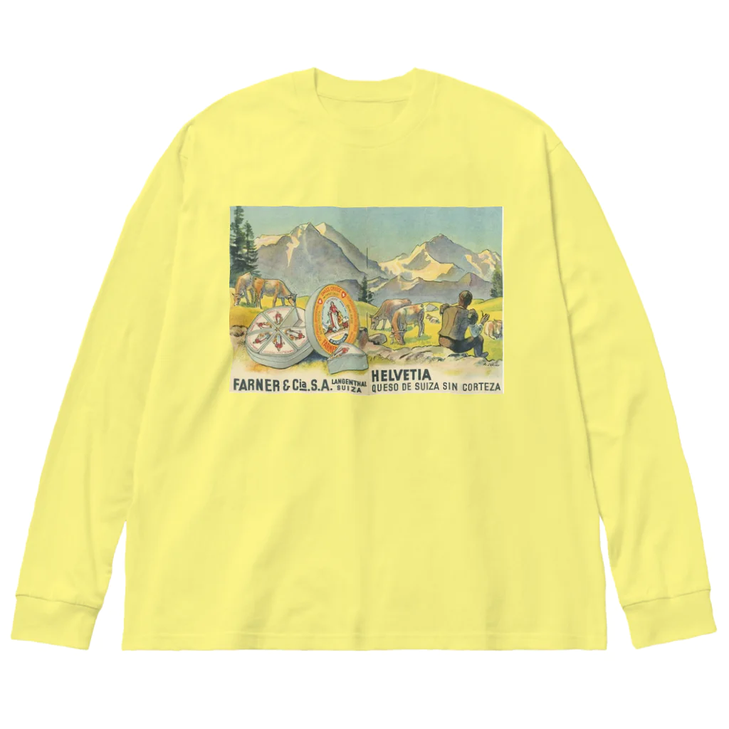 YS VINTAGE WORKSのスペインで販売されたスイスチーズ 1950年代　リトグラフ Big Long Sleeve T-Shirt