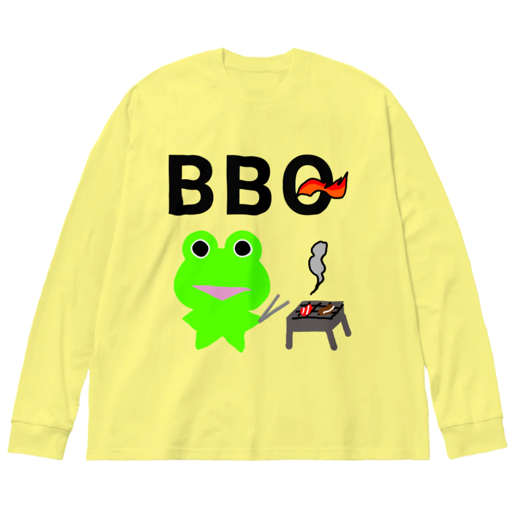 みらケロのBBQを楽しむカエルくん ビッグシルエットロングスリーブTシャツ