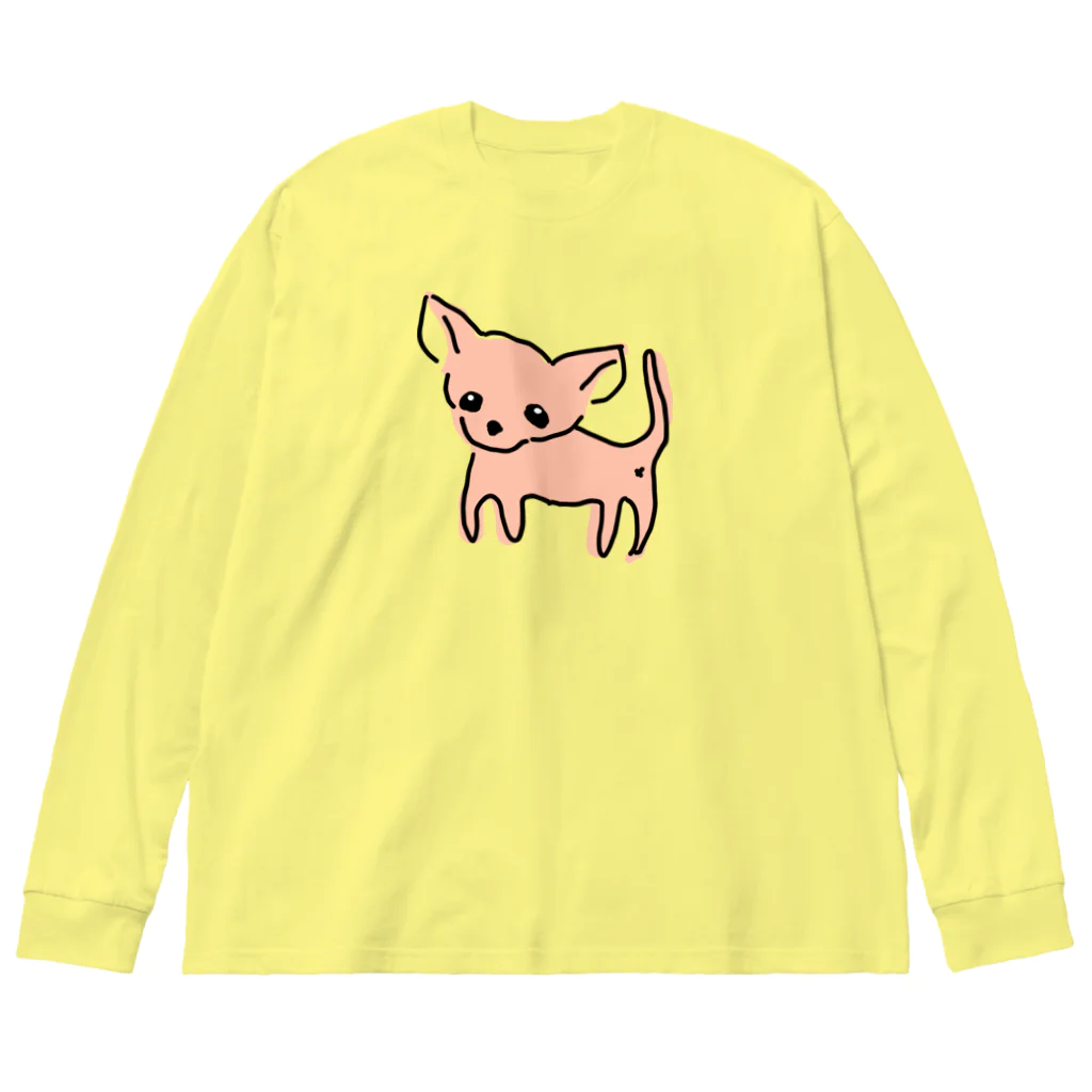 akane_art（茜音工房）のゆるチワワ（オレンジ） Big Long Sleeve T-Shirt