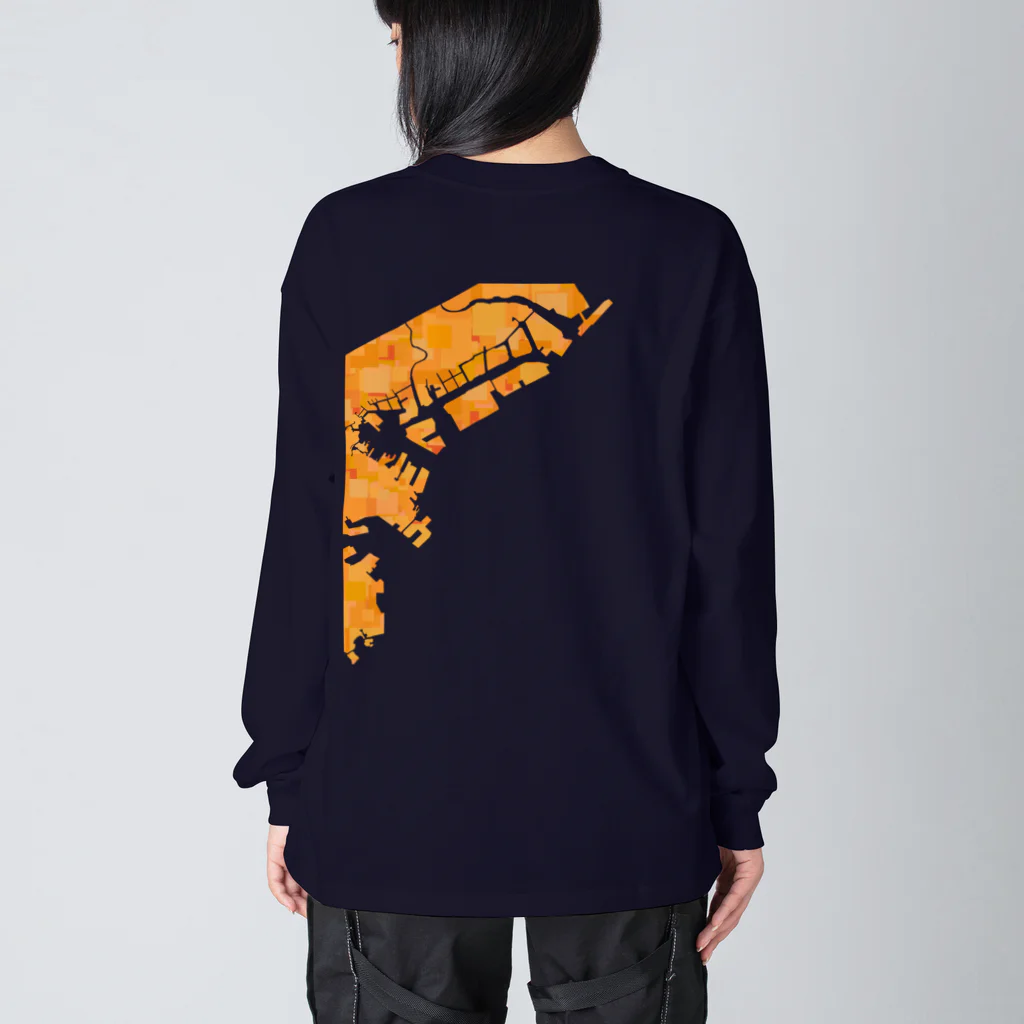 cuuyabowの横浜港 Orange Time Renewal Big Long Sleeve T-Shirt