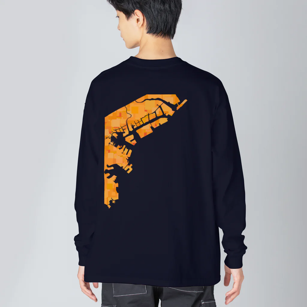 cuuyabowの横浜港 Orange Time Renewal Big Long Sleeve T-Shirt