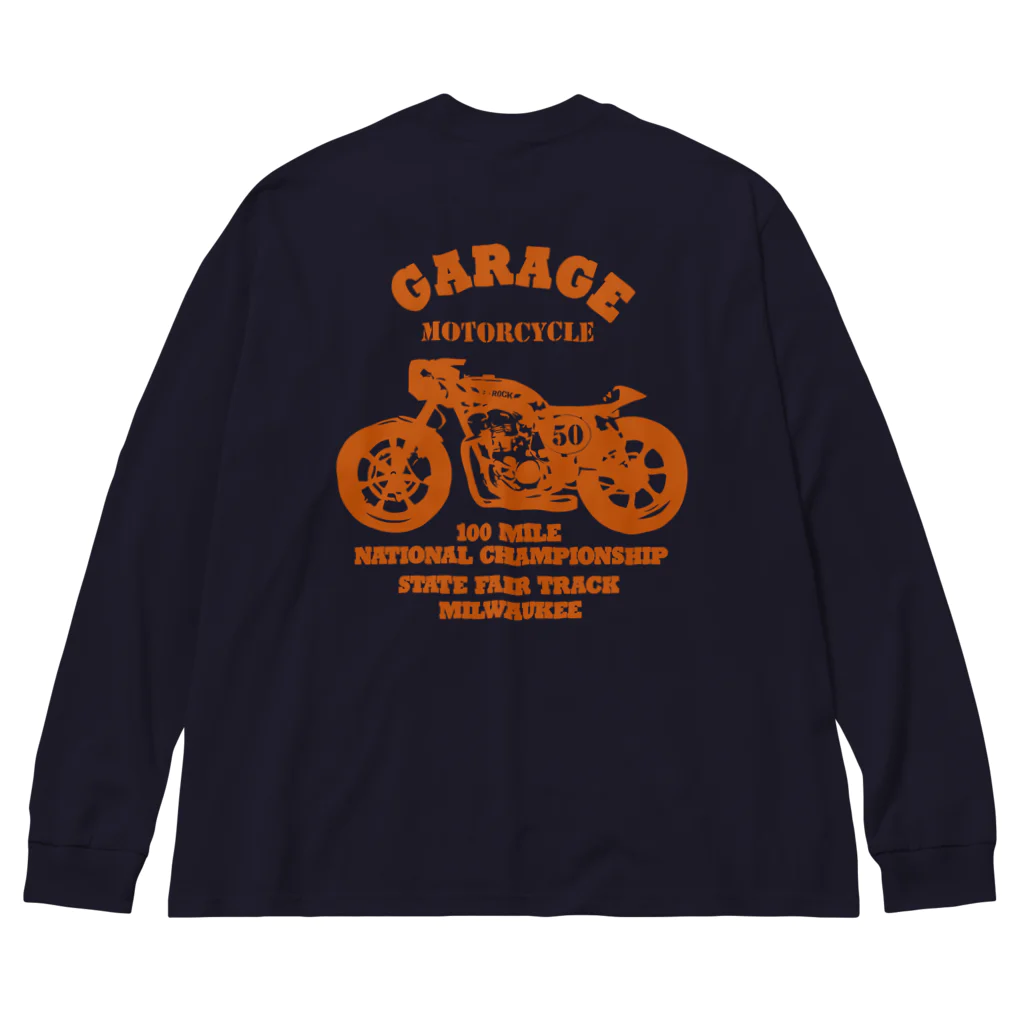 キッズモード某の武骨なバイクデザイン orange(前後pt） Big Long Sleeve T-Shirt