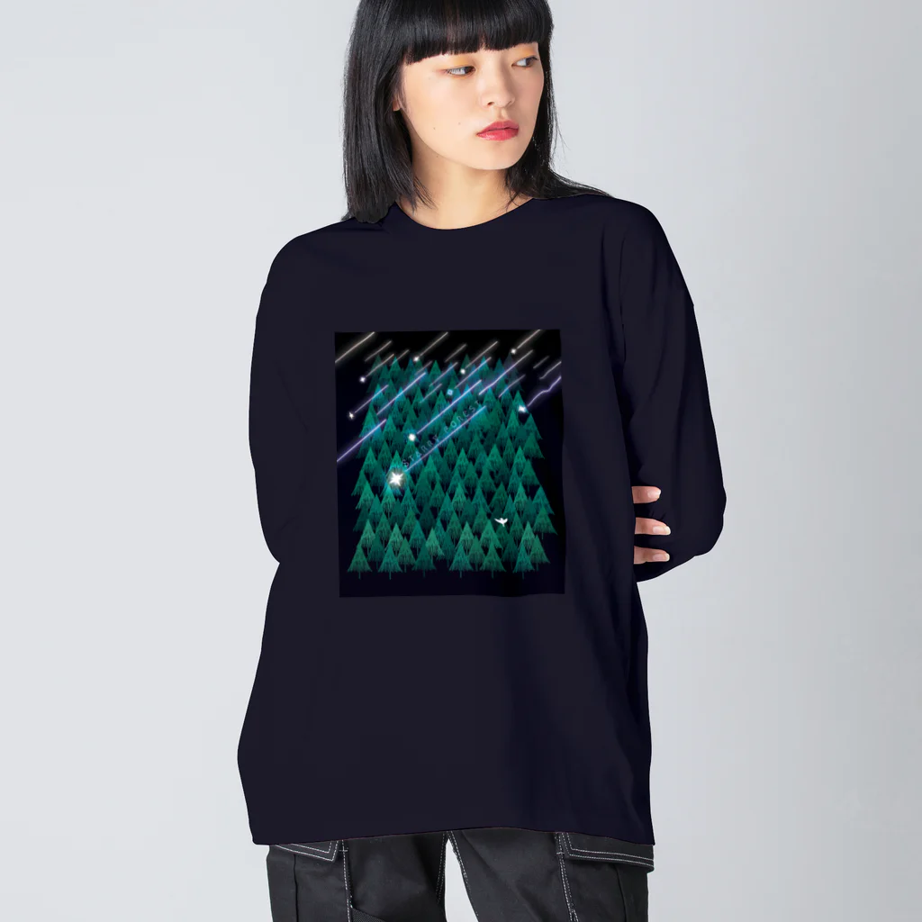 Drecome_Designの星降る森(緑) Big Long Sleeve T-Shirt