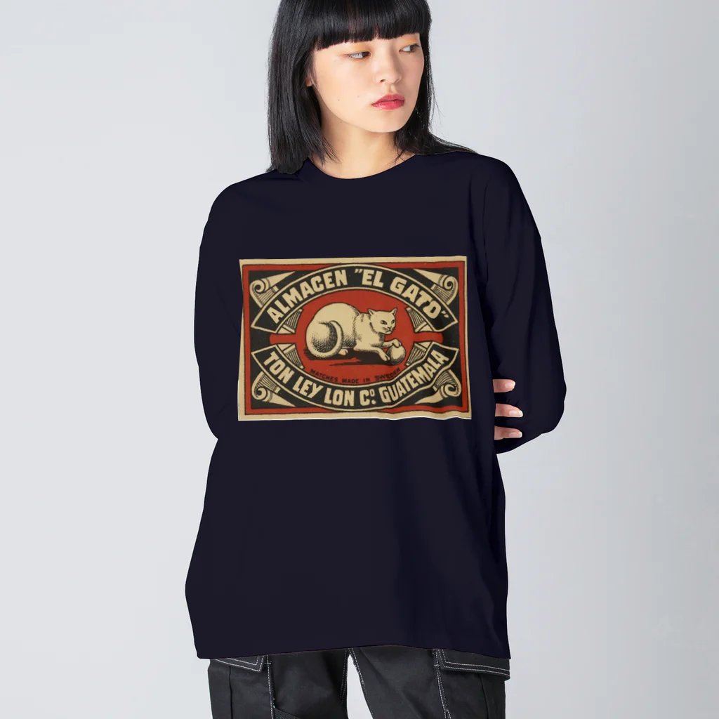 YS VINTAGE WORKSのスウェーデン　マッチ箱　グアテマラEL GATO猫 ビッグシルエットロングスリーブTシャツ