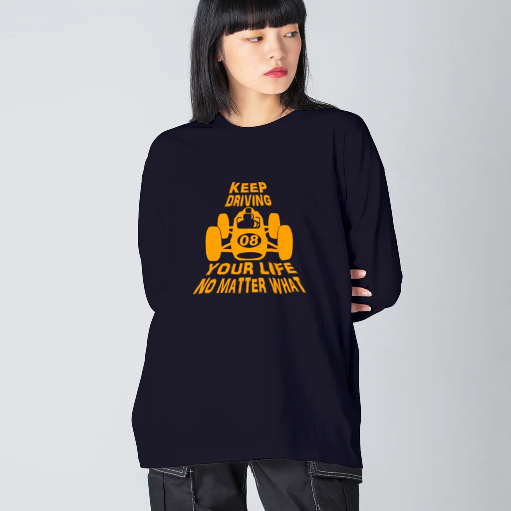 キッズモード某のレトロカーレーサー(イエロー) Big Long Sleeve T-Shirt