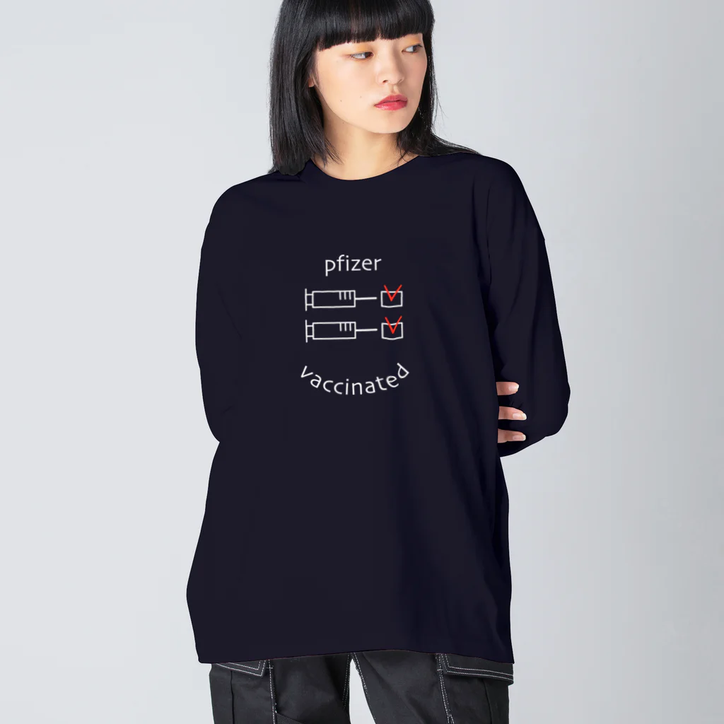 オレマのファイザー2回済【白文字】 ビッグシルエットロングスリーブTシャツ