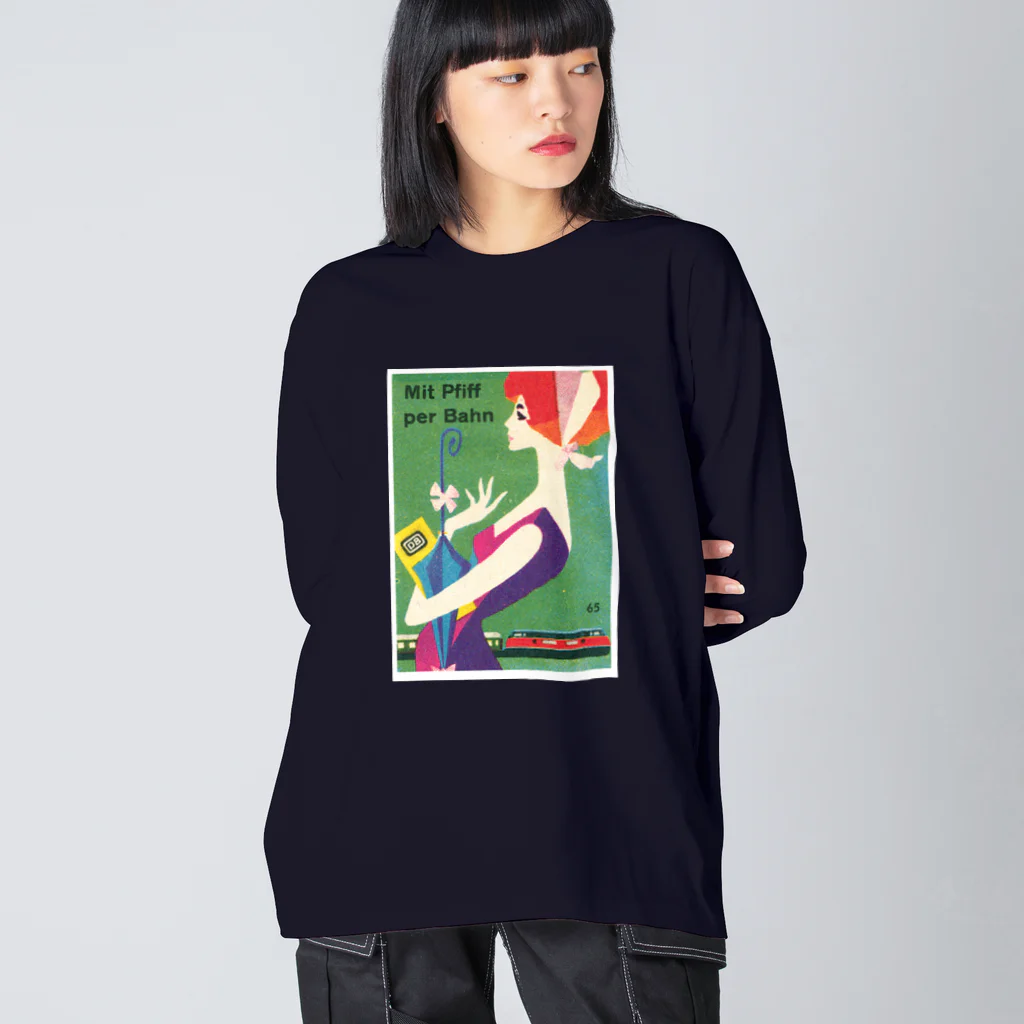 YS VINTAGE WORKSのドイツ国鉄 DB レディー２　日傘 ビッグシルエットロングスリーブTシャツ