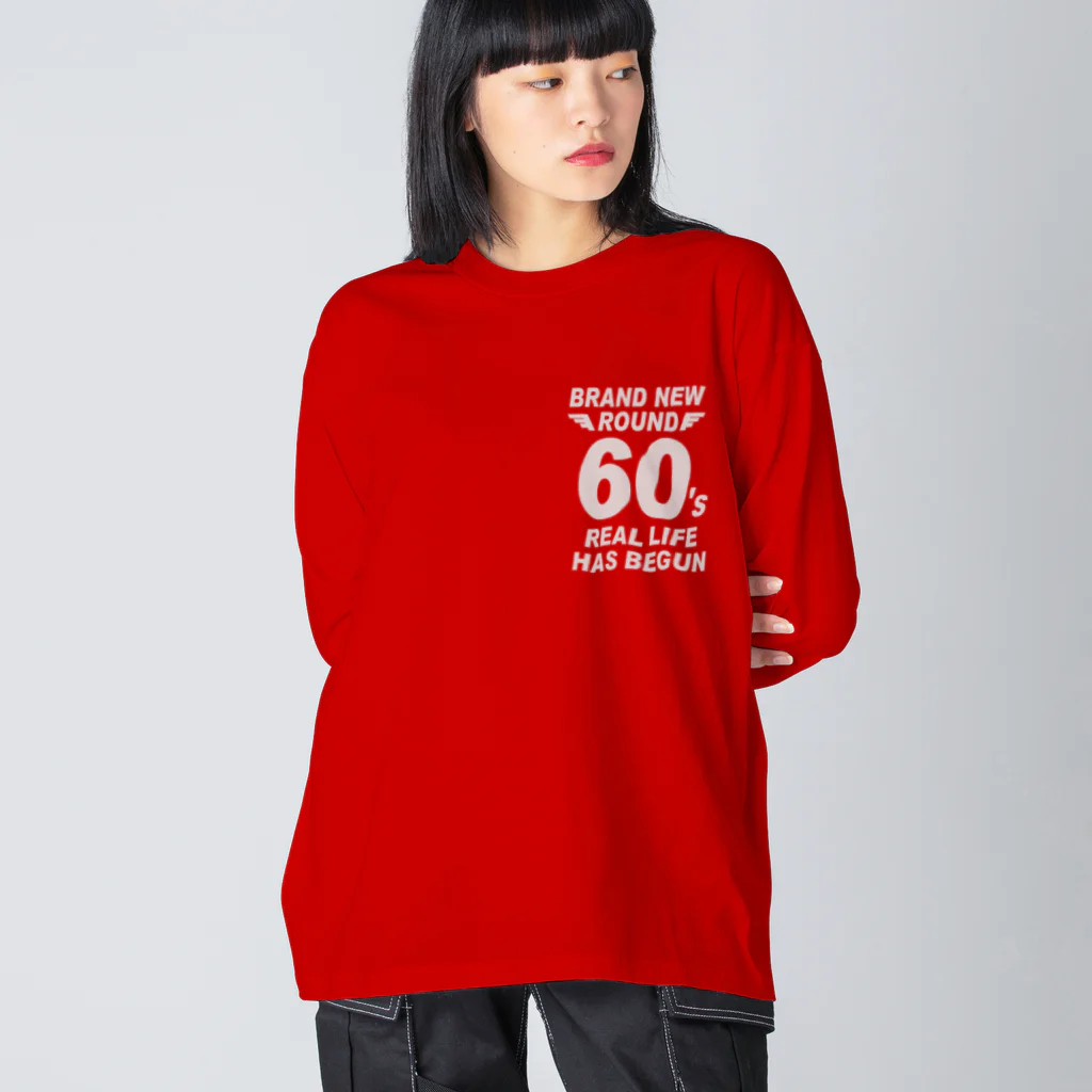 キッズモード某の還暦＆アラ還を軽やかにすごすロゴ(羽付きバックptバージョン)濃色用 Big Long Sleeve T-Shirt