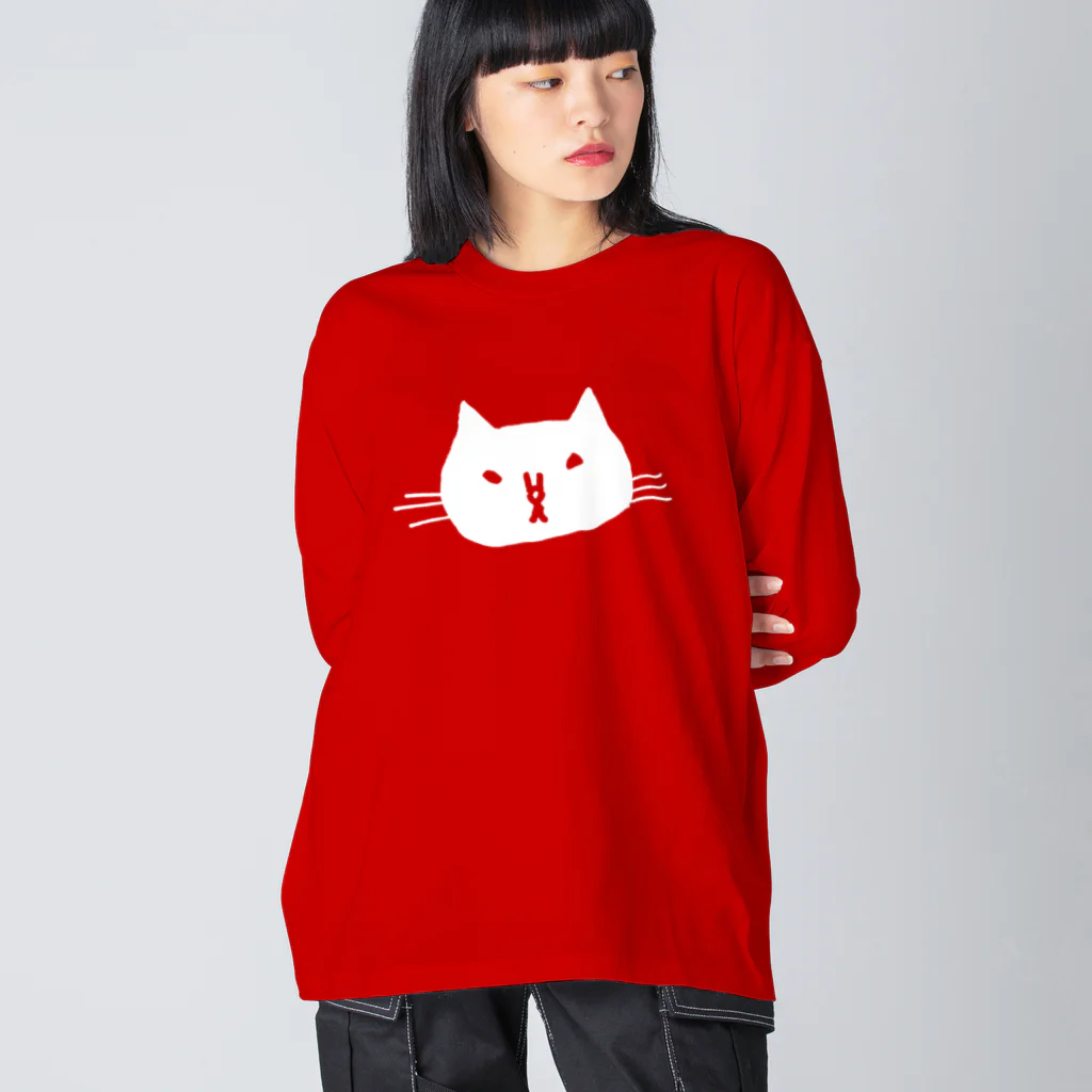 白猫堂ノスタルジックのでっかいしろねこ ビッグシルエットロングスリーブTシャツ