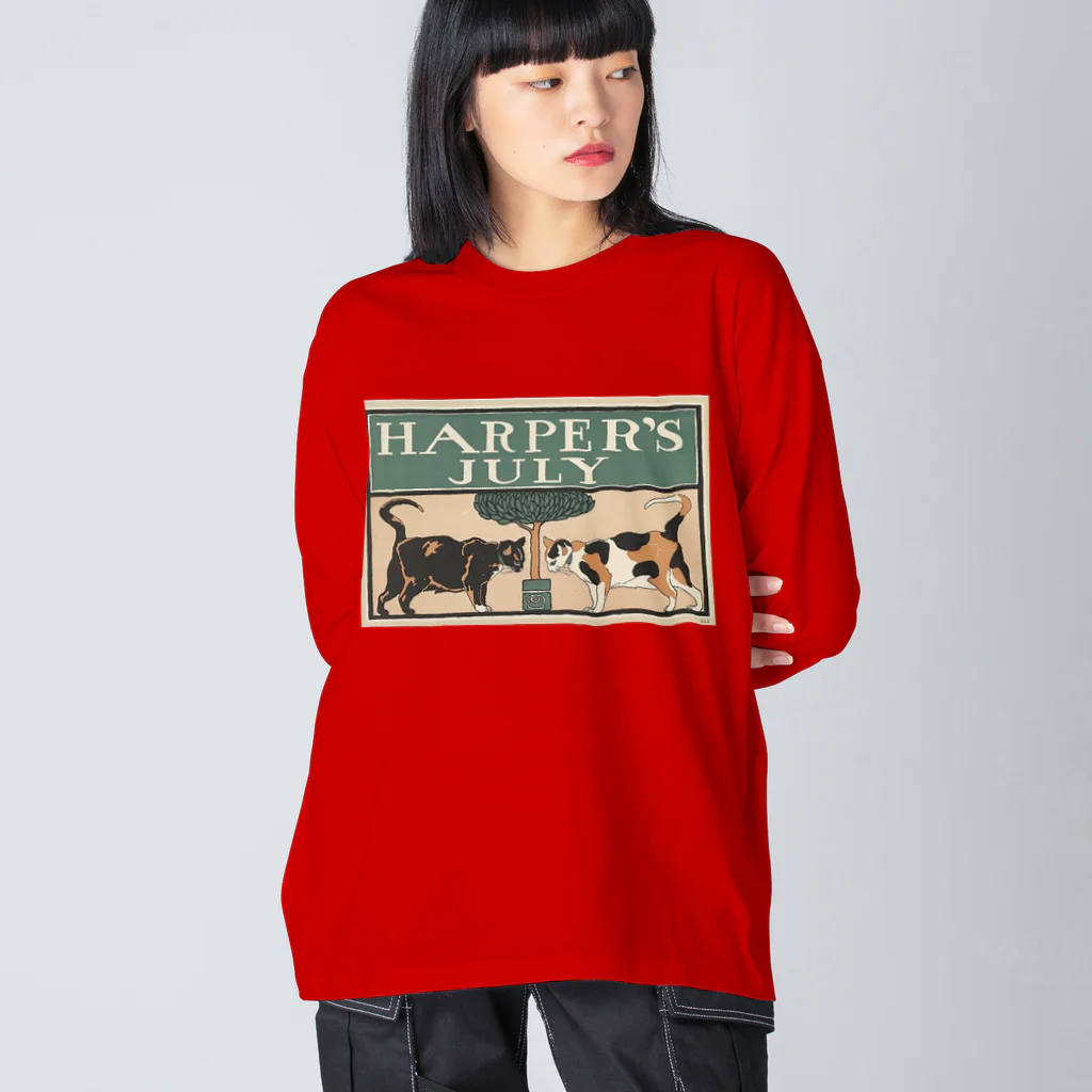 YS VINTAGE WORKSのNY Harper's 1898 ネコ2匹 ビッグシルエットロングスリーブTシャツ