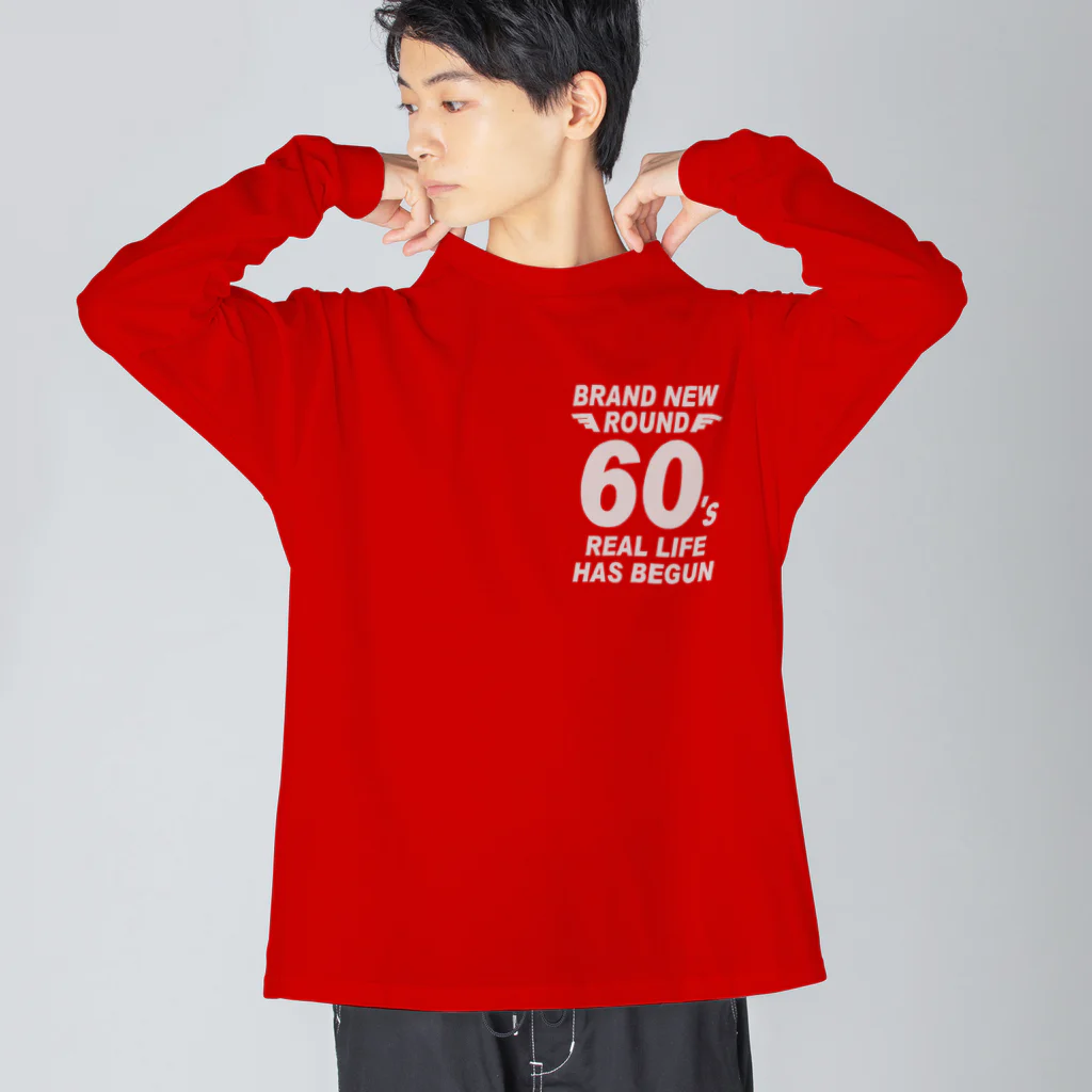 キッズモード某の還暦＆アラ還を軽やかにすごすロゴ(羽付きバックptバージョン)濃色用 Big Long Sleeve T-Shirt