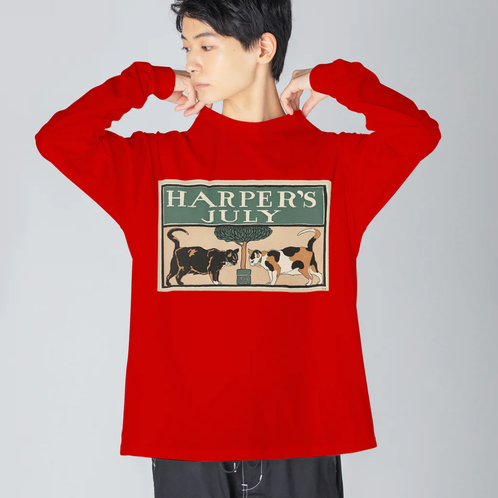 YS VINTAGE WORKSのNY Harper's 1898 ネコ2匹 ビッグシルエットロングスリーブTシャツ