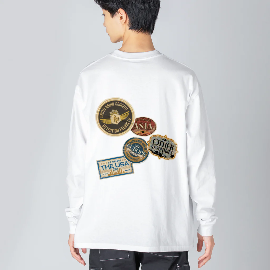 某航空会社公式衣裳部のステッカー柄 Big Long Sleeve T-Shirt