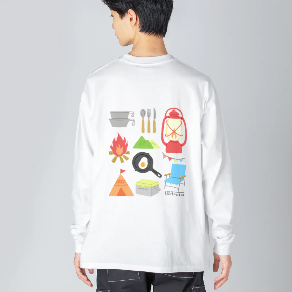 US-towingのＣＡＭＰグッズ総柄 Big Long Sleeve T-Shirt