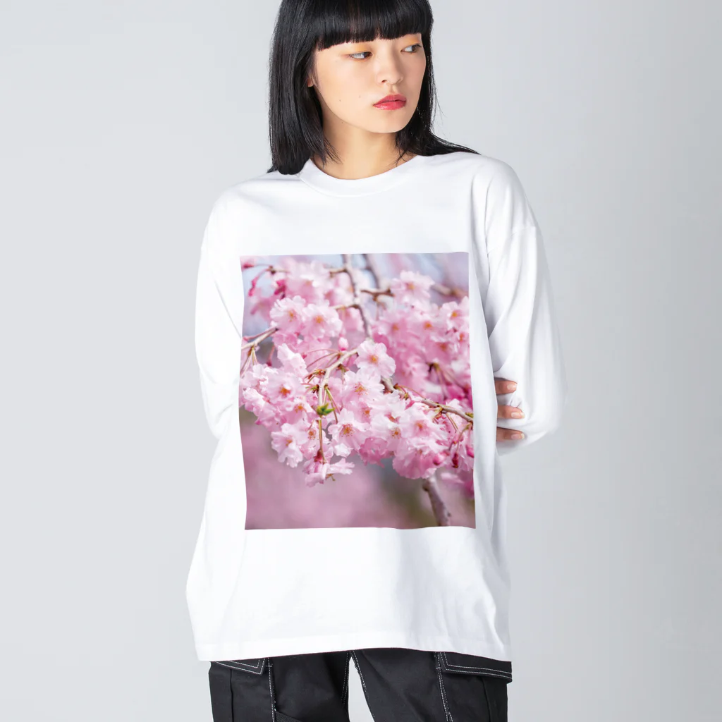 akane_art（茜音工房）の癒しの風景（八重桜） ビッグシルエットロングスリーブTシャツ