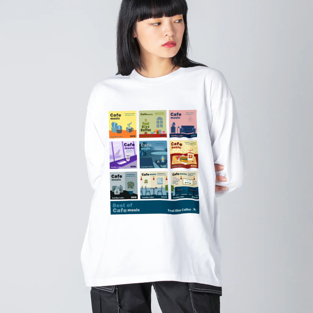 Teal Blue CoffeeのBest of Cafe music ビッグシルエットロングスリーブTシャツ