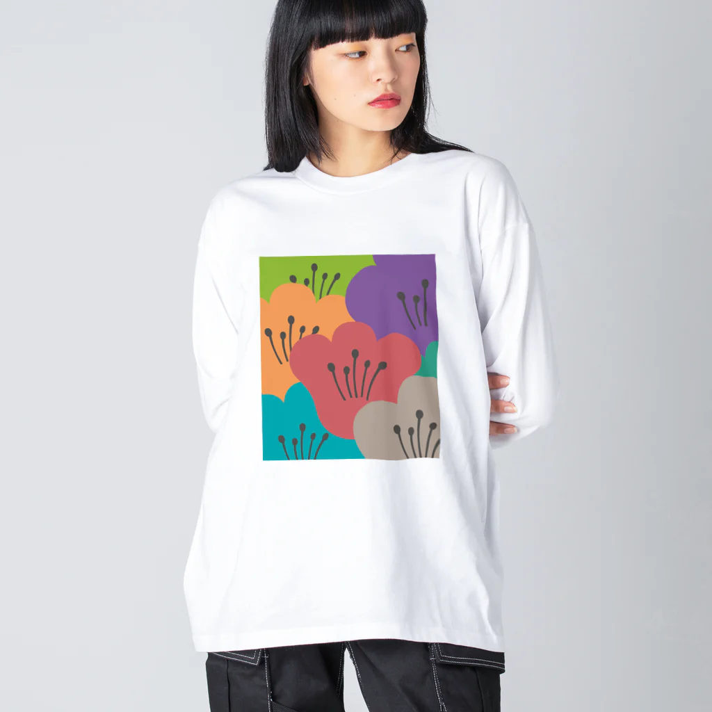 Wonder Bird Forestのティータイムの花 [TTF1] ビッグシルエットロングスリーブTシャツ